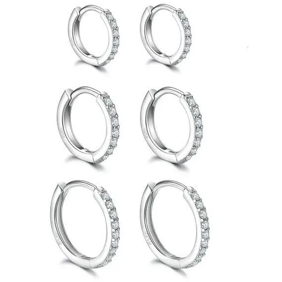 925 Sterling Silver Gold Plated Small Zirconia Huggie Hoop Earrings For Women Girls Gift Wedding Engagement Party Ear Buckle
