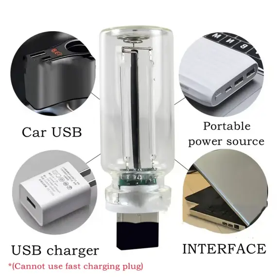 Touch Dimming USB LED Filament Glass Bulb 5V Retro Edison Bulb Night Light Car Decoration Incandescent Eye Protection Lighting