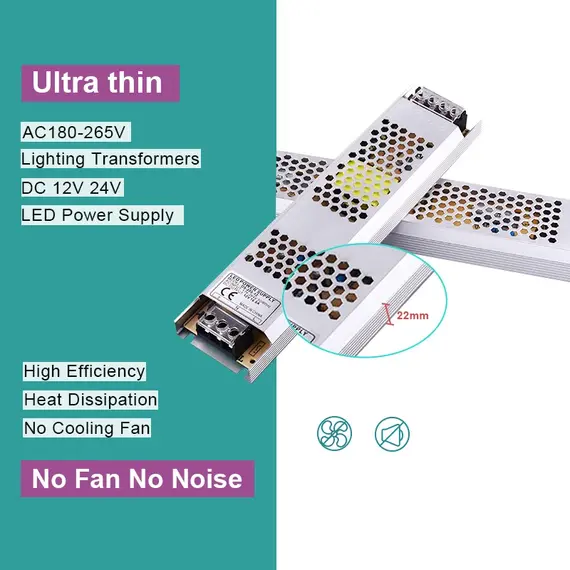Ultra Thin LED Power Supply DC 12V 24V Lighting Transformers 60W 100W 150W 200W 300W 400W AC180-260V Driver For LED Strip Lights