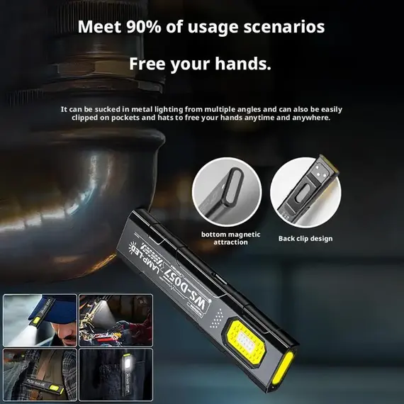 Powerful LED COB Flashlight USB Rechargeable Portable Mini Torch Pocket Lantern Outdoor Emergency Camping Work Light With Magnet