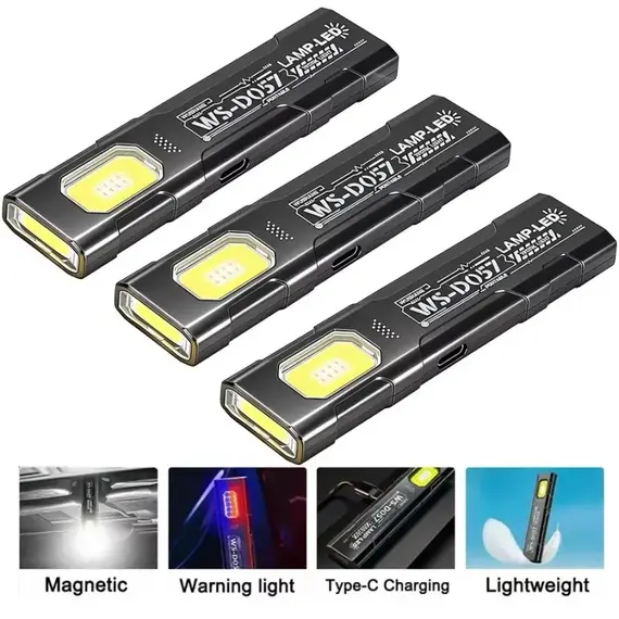Powerful LED COB Flashlight USB Rechargeable Portable Mini Torch Pocket Lantern Outdoor Emergency Camping Work Light With Magnet