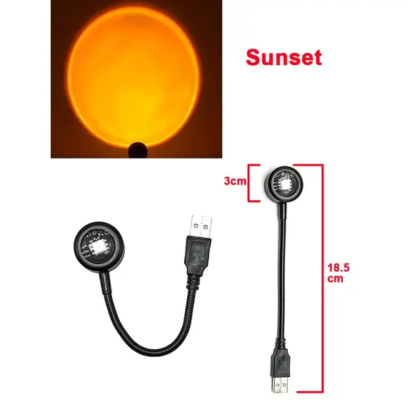 LED Sunset Lamp Nightlights USB Projector Birthday Party Decoration Mood Lights For Bedroom Living Room Wall Photography