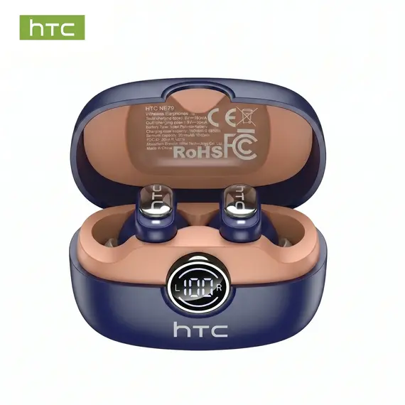 HTC NE79 TWS Bluetooth 6.0 Earbuds AI Translation 135 Languages ENC Noise Cancelling HiFi Stereo Headphones with LED Display