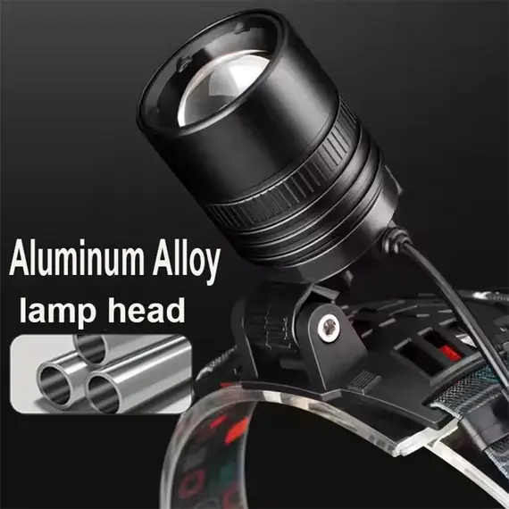 USB Rechargeable Aluminum Alloy Headlamp Super Bright Front Head Lamp 3 Lighting Modes Zoomable Head Lights Forehead Light