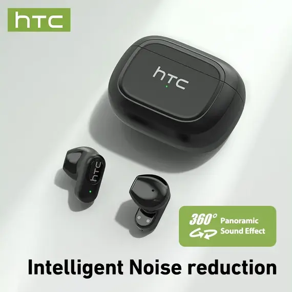 HTC NE51 Bluetooth Earphones TWS Mini EarBuds Sports Wireless Headphones Smart Noise Reduction Earbuds Green Black