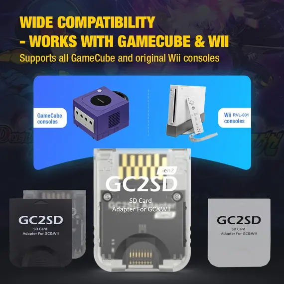 BitFunx GC2SD Micro SD Card Adapter Memory TF Card Adapter Swisss For Nintendo GameCube/Wii Console