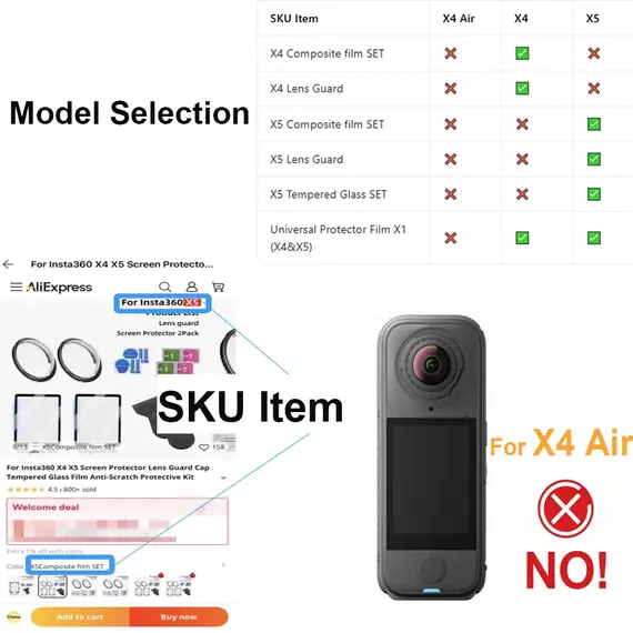 For Insta360 X4 X5 Screen Protector Lens Guard Cap Tempered Glass Film Anti-Scratch Protective Kit 360°Video Camera Accessores
