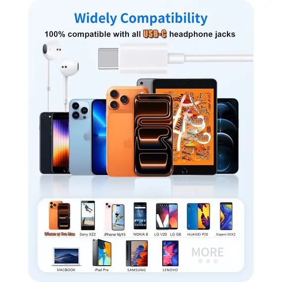 For Apple iPhone 17 16 15 14 13 11 12 Pro Max Plus In-ear Lightning 3.5MM Wired  Earphones