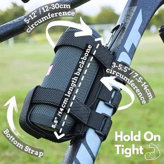 Portable Speaker Mount for Bike/Golf Cart/Boat Railing, Adjustable Speaker Holder for Most Bluetooth Wireless Speakers