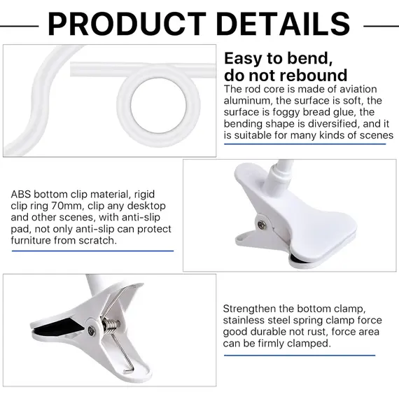 Protable Flexible Camera Clamp Mount Baby Monitor Camera Holder Stand Webcam Monitor Punch-free Bendable Bracket Base With Clip
