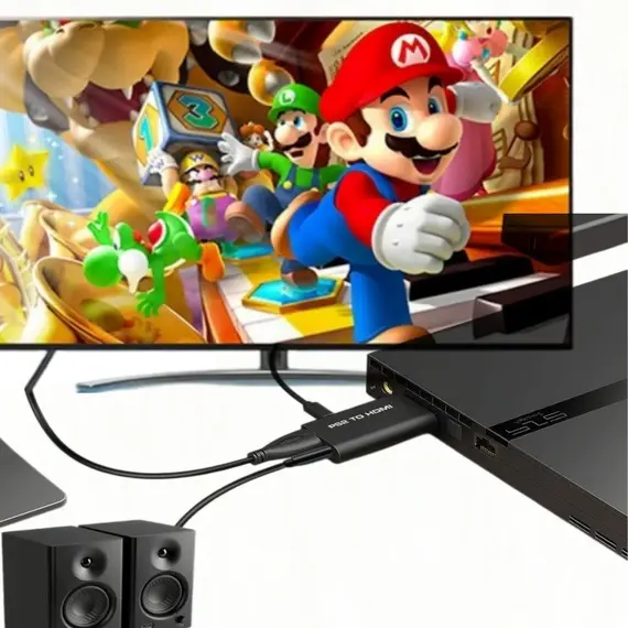 480i 480p 576i PS2 to HDMI-compatible Audio Video Converter Adapter Built-in 3.5mm Audio Output for PS2 All Display Modes