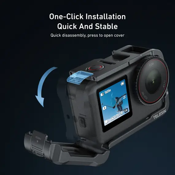 TELESIN Aluminum Alloy Frame Protective Case Rabbit Cage For DJI OSMO Action 6 Accessories Dual Cold Shoe Adapter Metal Shell
