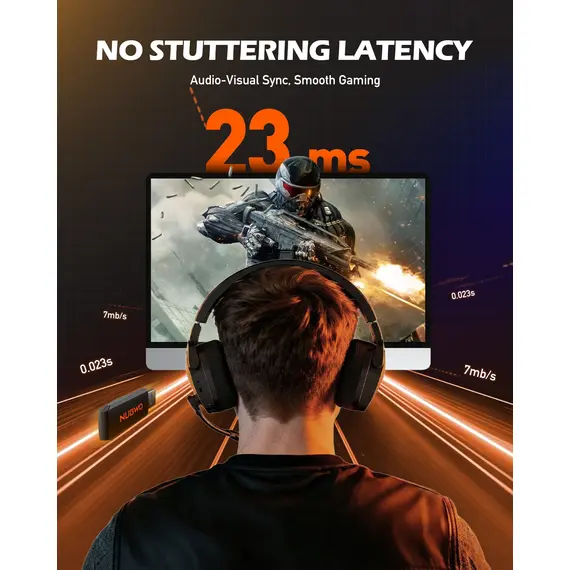 NUBWO G06 Gaming Headset 2.4GHz Bluetooth 5.3 Wireless Headphones Stereo Dual Mode Mic for PS5 PS4 PC Switch Mobile Phone Laptop