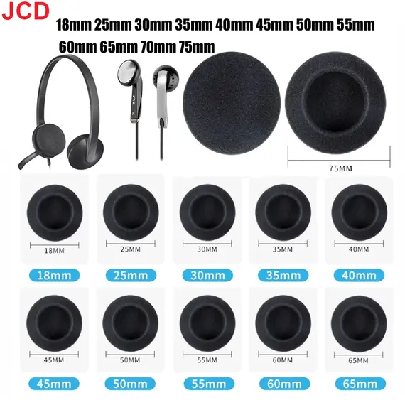 10pc Thickened Foam Ear Pads For Headphones Sponge Replacement Cushions Covers Earphones Case 35mm 40mm 50mm 55mm 60mm 70mm 75mm