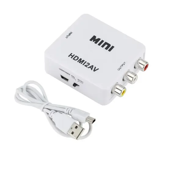 Grwibeou 1080P HDMI-compatible to RCA Converter AV/CVSB L/R Video Box HD 1920*1080 HDMI2AV Support NTSC PAL Output HDMI To AV