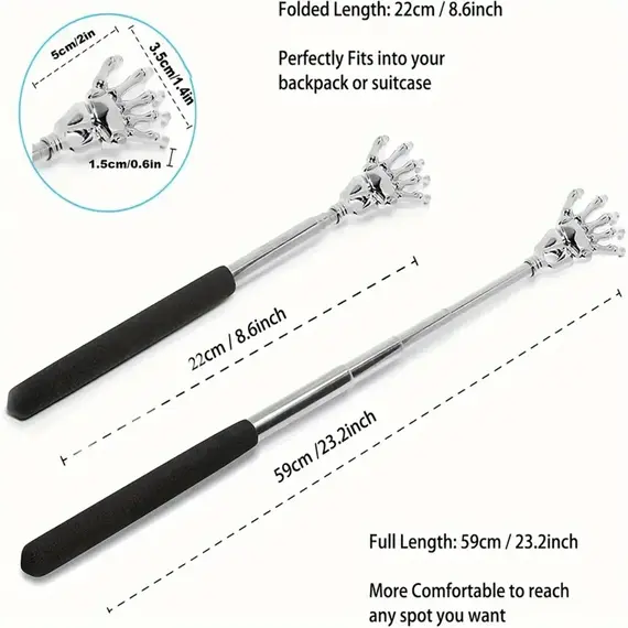 Compact Telescopic Back Massager – Portable Extendable Stainless Steel, Ideal Birthday Gift & Christmas Stocking Stuffer for Sen