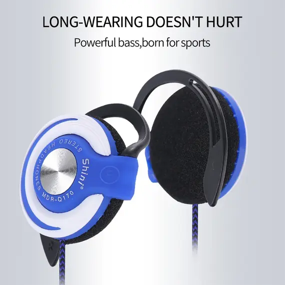 Q170 Universal 3.5mm Wired Headphones HIFI Heavy Bass Headset Over-ear Adjustable Ear Hook Earphones Music Earphone
