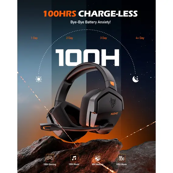 NUBWO G06 Gaming Headset 2.4GHz Bluetooth 5.3 Wireless Headphones Stereo Dual Mode Mic for PS5 PS4 PC Switch Mobile Phone Laptop