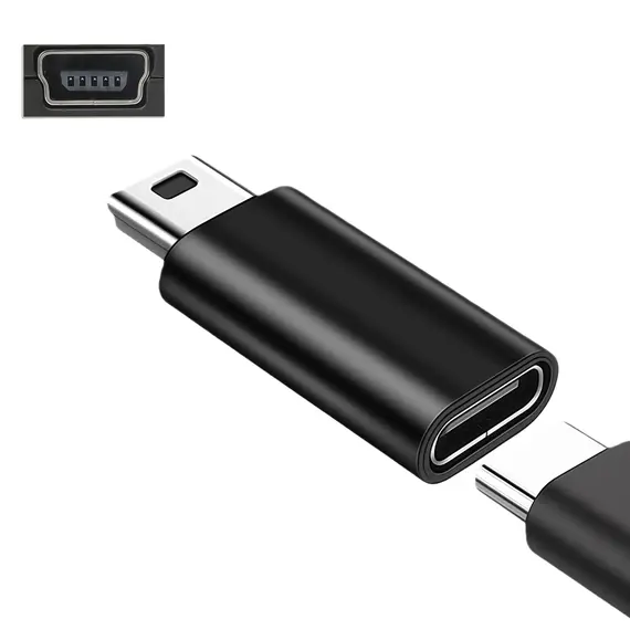 USB-C to Mini USB Adapter, Type-C Female to Mini USB Male Converter, Compatible with GoPro Hero 3, MP3, Dash Cam, C