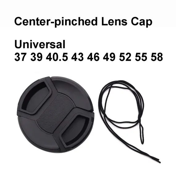 Center Pinch Lens Cap 37 39 40.5 43 46 49 52 55 58 mm Universal Plastic For Sony Canon Nikon Pentax Olympus Panasonic Fujifilm