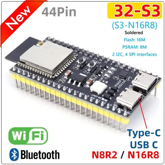 ESP32 S3 Development Board S3-DevKitC-1 Bluetooth 2.4G Wifi Module for Arduino 8MB PSRAM 16MB FLASH N16R8 Dual Type-C 44P