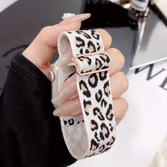1 Pack Leopard Print Elastic Loop Band Compatible With Apple Watch Band 38mm 40mm 41mm 42mm 44mm 45mm 49mm, Replacement Bracelet
