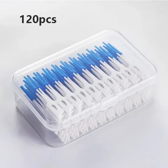 Interdental Silicone Brushes 40-200 Units Dental Toothpicks Brush Between Teeth   With Thread Oral Cleaning Tools