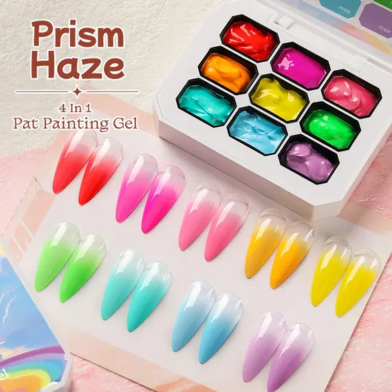 UR SUGAR 9 Colors Gradient Painting Gel Nail Art Gradient Color DIY Design Gel 4 In 1 Used For Gradient Nail Stamping Pattern
