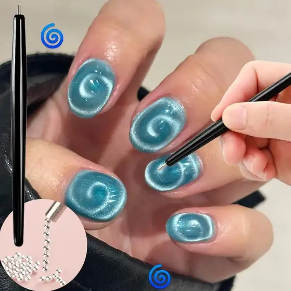 1/2Pcs Vortex/lollipop Cat's Eye Nail Magnet Pen Create Water Ripple Swirl Effect Magnetic Stick for Gel Polish Manicure Tools &