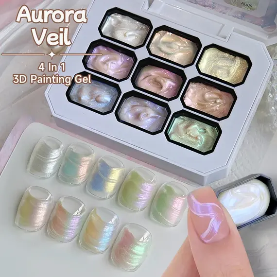 UR SUGAR 9 Colors Gradient Painting Gel Nail Art Gradient Color DIY Design Gel 4 In 1 Used For Gradient Nail Stamping Pattern