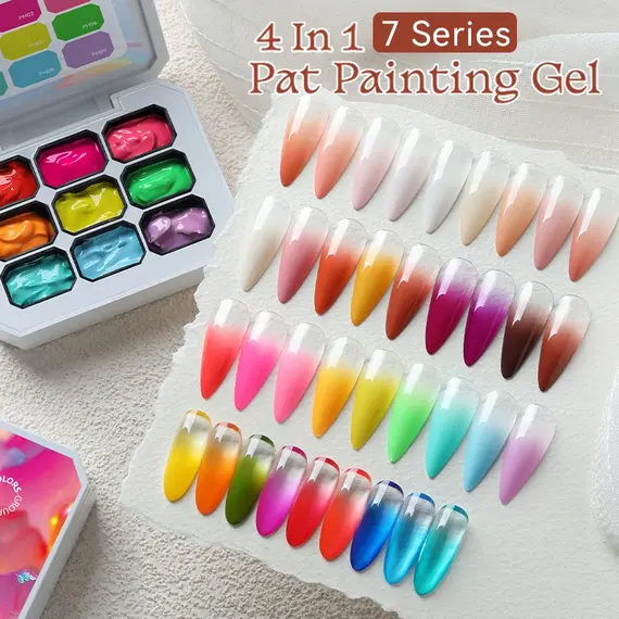UR SUGAR 9 Colors Gradient Painting Gel Nail Art Gradient Color DIY Design Gel 4 In 1 Used For Gradient Nail Stamping Pattern