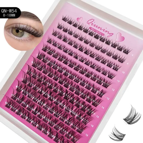 QIUNING Lash Clusters Manga Lash Clusters Kit Clear Fairy Eyelash Clusters Wet-Look Spiky Anime Lashes Individual Lashes BOND