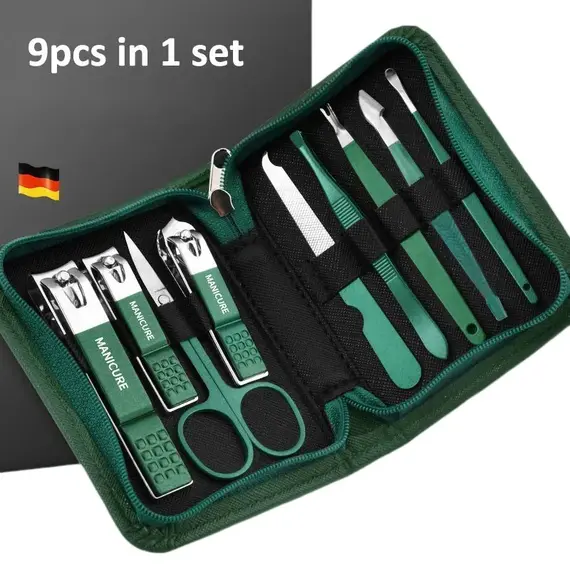 6/9 Pcs Set Professional Piece Nail Care Kit Stainless Steel Manicure & Pedicure Set Nail Clipper Set with Travel Case