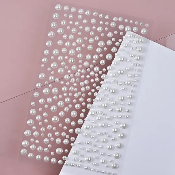 3D Round White Pearl Rhinestones Face Gem Stickers 3/4/5mm Mixed Self-adhesive Pearl Beads Jewel Face,Body,Nail,Hair Decoration