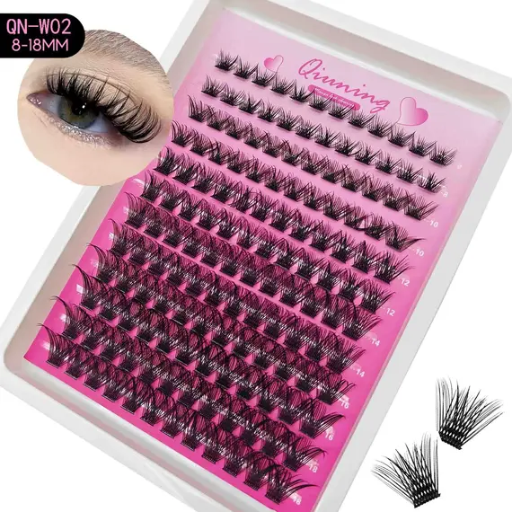 QIUNING Lash Clusters Manga Lash Clusters Kit Clear Fairy Eyelash Clusters Wet-Look Spiky Anime Lashes Individual Lashes BOND