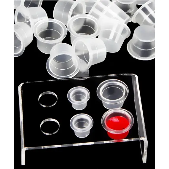 100pc S/M/L Plastic Disposable Microblading Tattoo Ink Cups Permanent Makeup Pigment Clear Holder Container Cap Tattoo Accessory