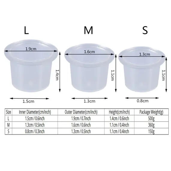 100pc S/M/L Plastic Disposable Microblading Tattoo Ink Cups Permanent Makeup Pigment Clear Holder Container Cap Tattoo Accessory