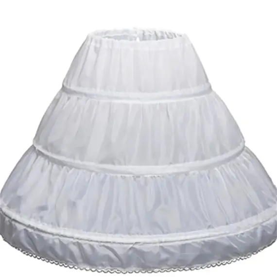 Girls Crinoline Petticoat with Hoop Under Skirt Short White Underskirt A-line Ball Gown Petticoats