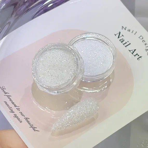 1jar Sparkling Crystal Diamond Silver Nail Glitter Powder Laser Reflective Sugar Nail Dust Shiny Manicure Glitter Decoration E35