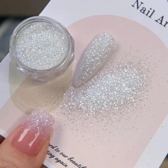 1jar Sparkling Crystal Diamond Silver Nail Glitter Powder Laser Reflective Sugar Nail Dust Shiny Manicure Glitter Decoration E35