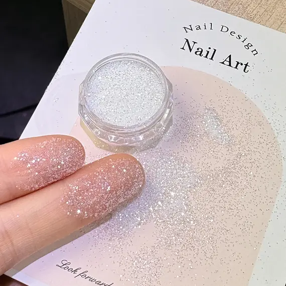 1jar Sparkling Crystal Diamond Silver Nail Glitter Powder Laser Reflective Sugar Nail Dust Shiny Manicure Glitter Decoration E35