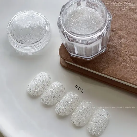 1jar Sparkling Crystal Diamond Silver Nail Glitter Powder Laser Reflective Sugar Nail Dust Shiny Manicure Glitter Decoration E35