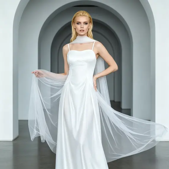 Single Layer 3M Cathedral Veil Soft Tulle Plain White Korean Minimal Bridal Veil Sheer Airy Long Train For Wedding G84