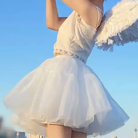 Fashion White Petticoat Without Hoop JK Underskirt Crinoline Lolita Breathable Ball Gown Petticoats Flower Dress Accessories