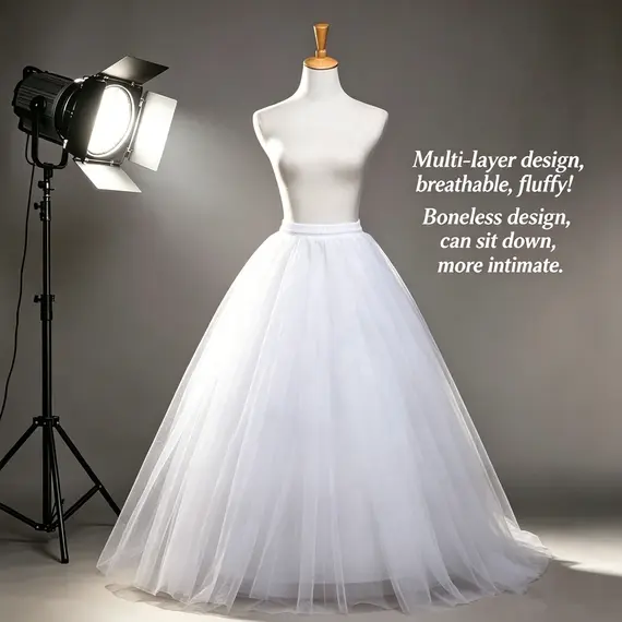 Fluffy 4 6 8 Layers Boneles Petticoat Wedding Dress Tulle Crinoline Bridal Ball Gown Underskirt Lined Skirt Party Dress Cosplay