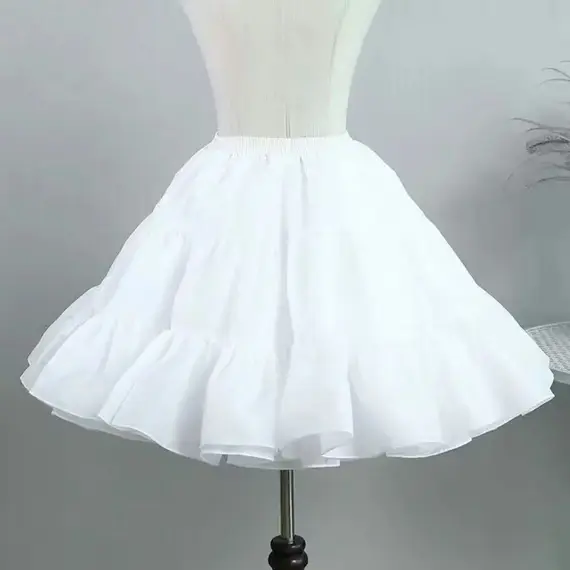 Fashion White Petticoat Without Hoop JK Underskirt Crinoline Lolita Breathable Ball Gown Petticoats Flower Dress Accessories