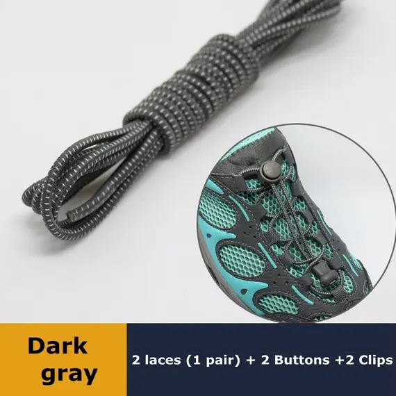 1Pair Elastic No-Tie Shoe Laces for Sneakers Quick Stretching Lock Lazy Laces Rubber Shoelace round Shoestrings for Easy Adjustm