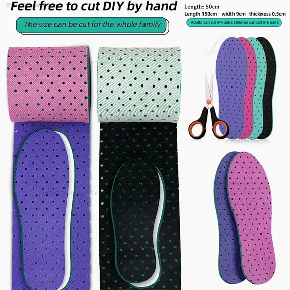 50/150cm Cuttable Insoles Adult Kids Soft Comfortable Sport Breathable Shock Absorption Shoe Inserts Universal Feet Sole Insoles