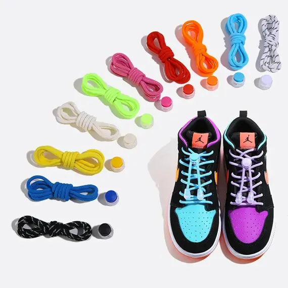 Spring Lock Shoelaces No Tie Shoe Laces Sneakers Round Elastic Shoelace Kid Adult Quick Without Ties Shoestrings Rubber Bands