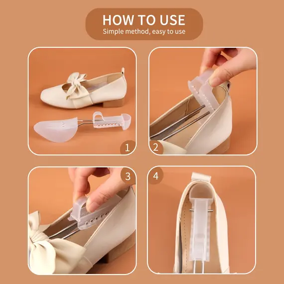 1 Pair Men and women Plastic Shoe Tree Adjustable Shoe Stretcher Shaper Boot Holder Shoe Support（white and black）two sizes